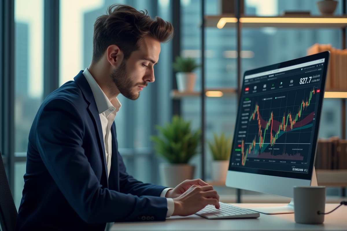 Jeune analyste crypto étudiant des graphiques sur tablette