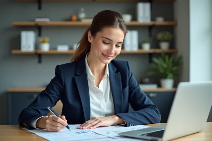 Femme d'affaires confiante dans un bureau moderne