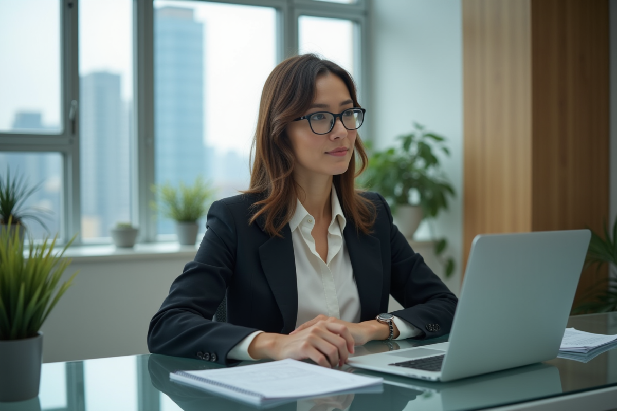 Femme d affaires concentrée dans un bureau moderne