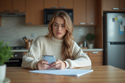 Jeune femme remplissant un formulaire d'assurance à la maison