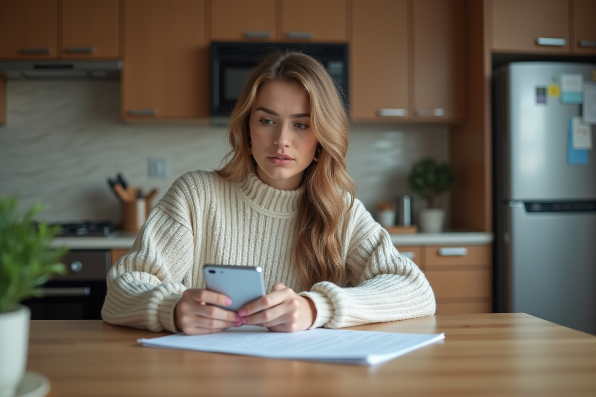 Jeune femme remplissant un formulaire d'assurance à la maison