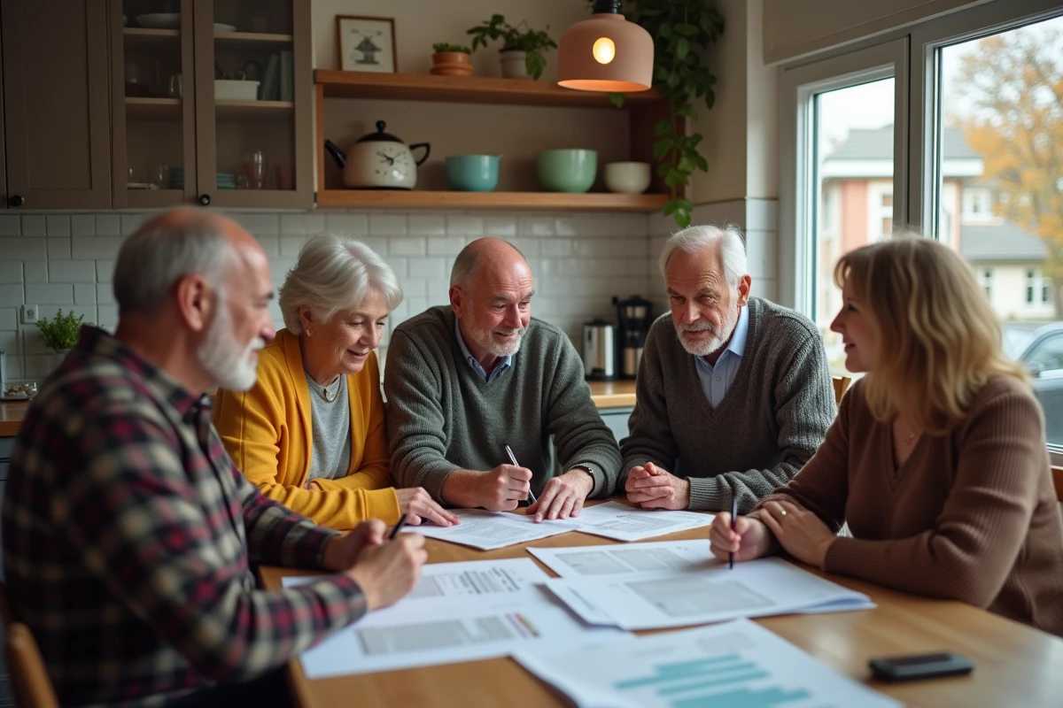 Propriétaires discutant de taxes dans une cuisine conviviale