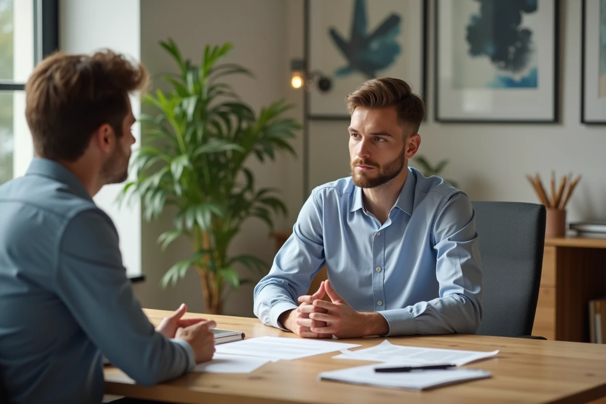 Homme en discussion avec une responsable lors d