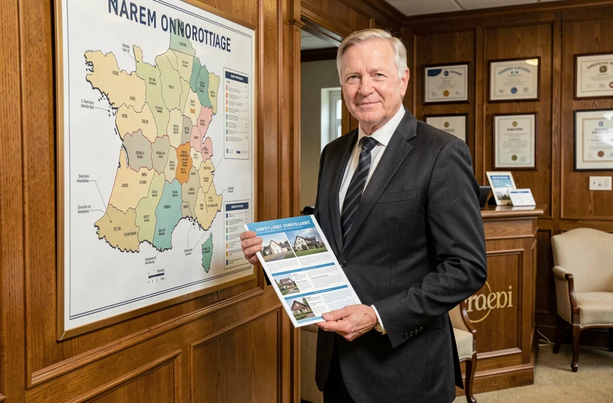 Conseiller du Prêt Immobilier de France présentant des offres de crédit immobilier dans une agence régionale du Nord