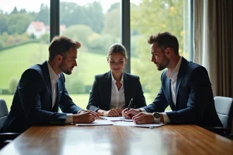 Groupe de professionnels en réunion dans un cadre rural picard